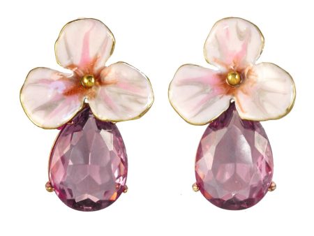 In Stock-Medium Rhinestone Drop Flower Earrings Online Sale