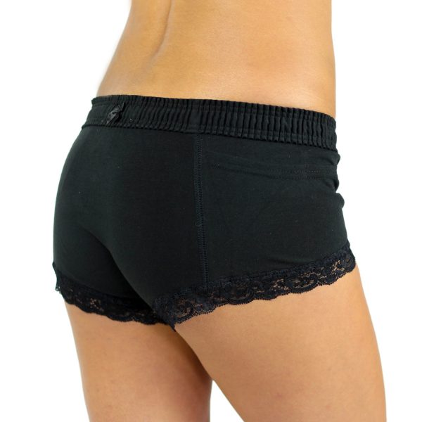 Black Solid Boxer Brief Lace Trim Sale