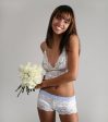 Ivory Lace Bralette Cami Light Blue Dot Straps Fashion