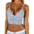 Light Blue Lace Cropped Bralette Cami Trellis Straps Fashion