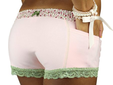 Pretty Pink Boyshorts Panties Pink Posies Waistband Cheap