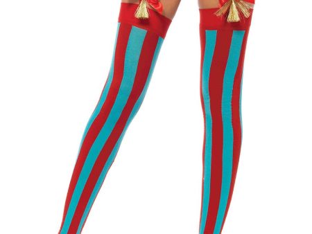 Thigh High Vertical Stripes Hosiery Hot on Sale