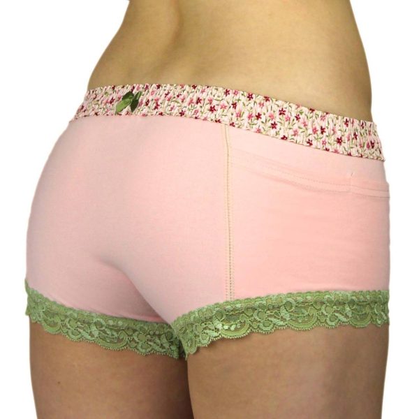 Pretty Pink Boyshorts Panties Pink Posies Waistband Cheap