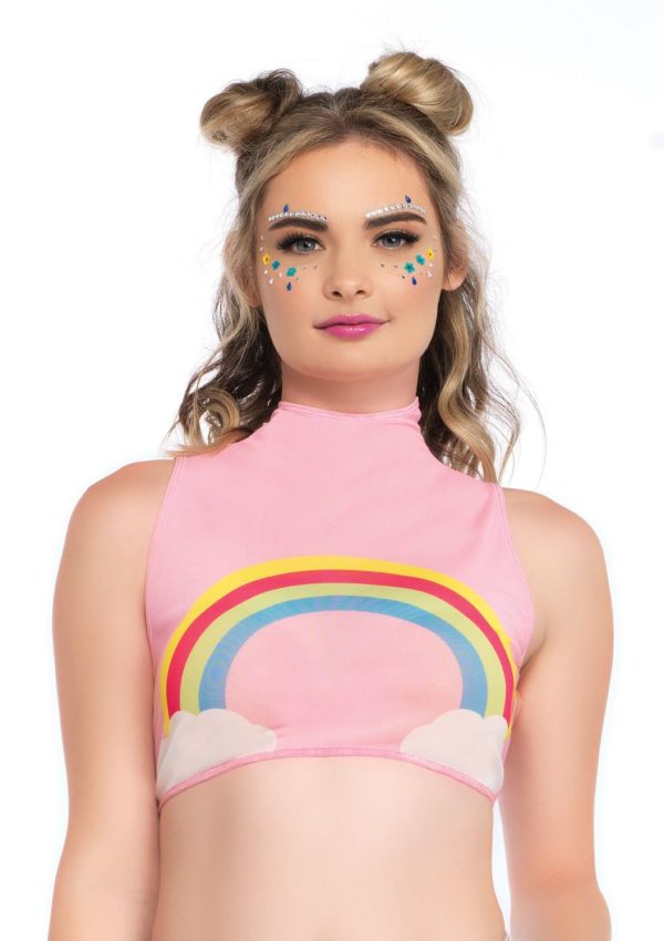 Rainbow High Neck Crop Top Online