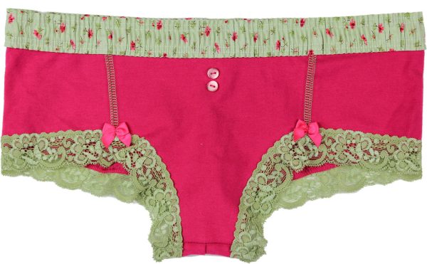 Fuchsia Boyshorts Roses Sage Waistband Online