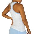 White Racerback Tank Top Light Blue Trim Online Hot Sale