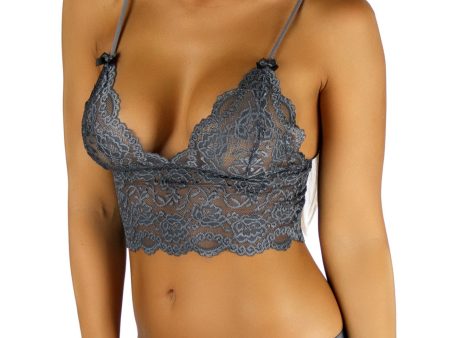 Charcoal Grey Lace Bralette Camisole Online now